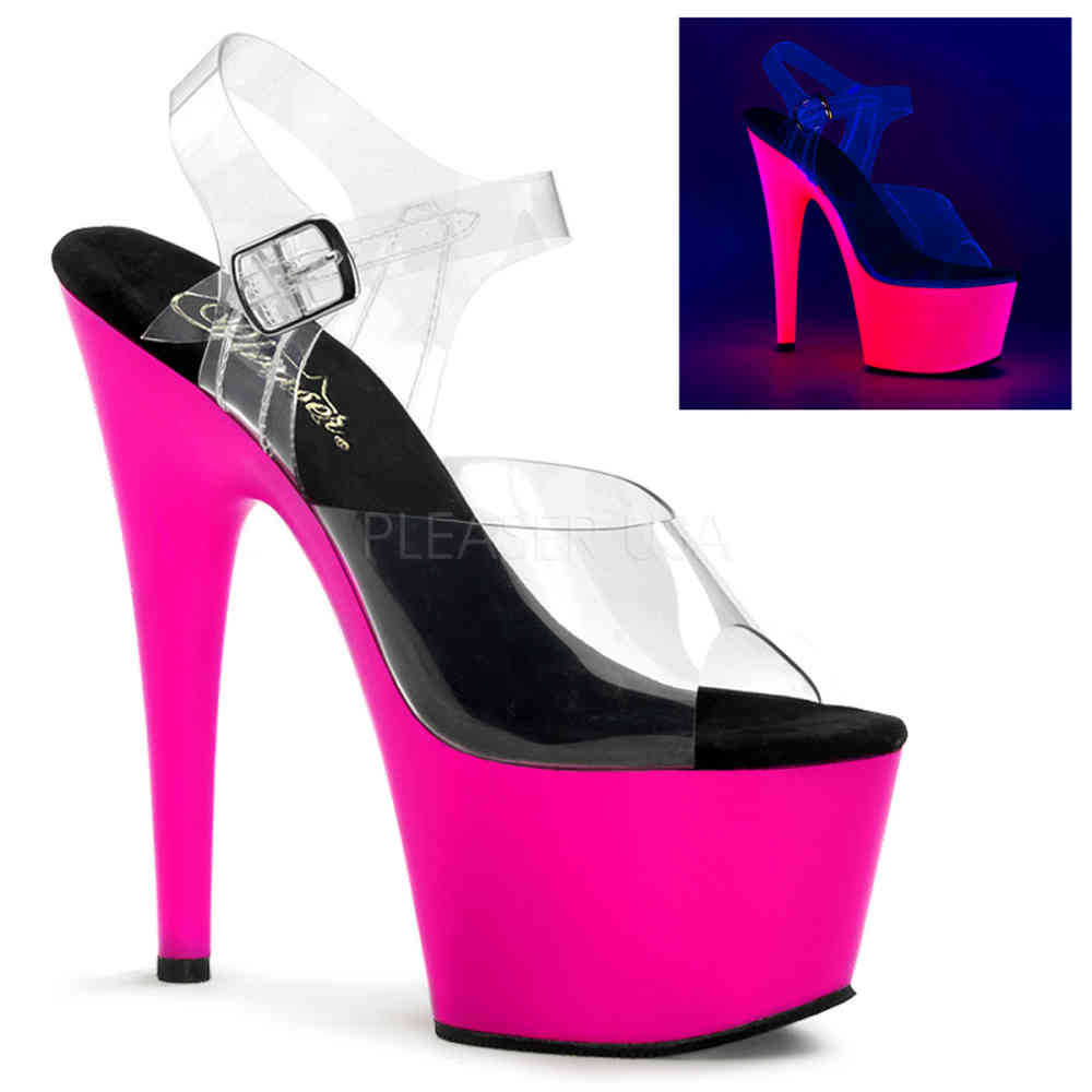 Pleaser - ADORE-708UV Ankle strap sandal, Pole dance shoes - Pole dance shoes - Pink/Pink